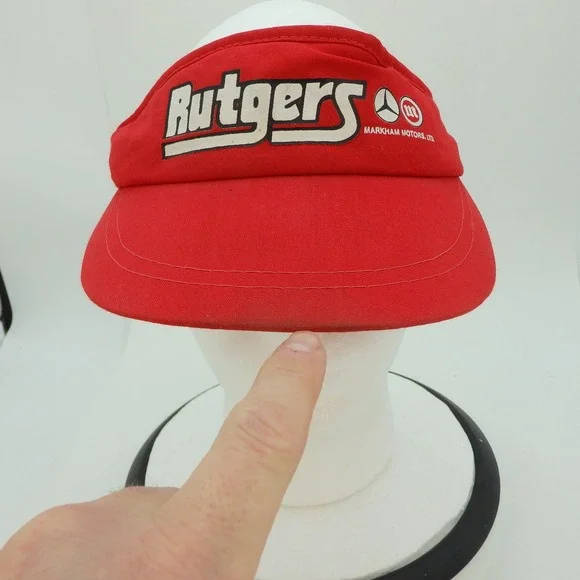 Rutgers Markam Motors Red Visor Hat Adjustable Strap Mens Vintage - Picture 2 of 12